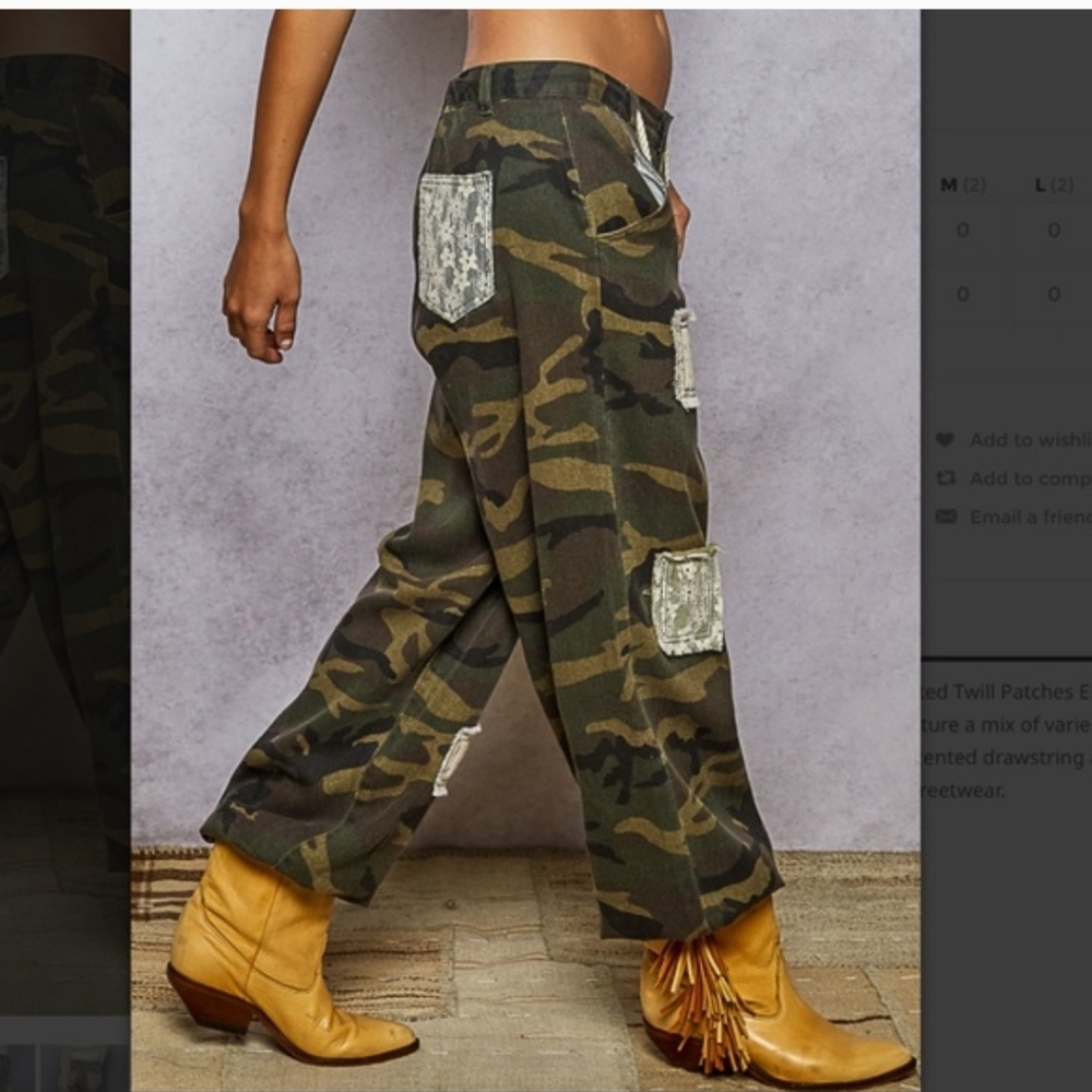 Pol Camo Lace Love Joggers Twill Patchwork Size Medium - Picture 3 of 16